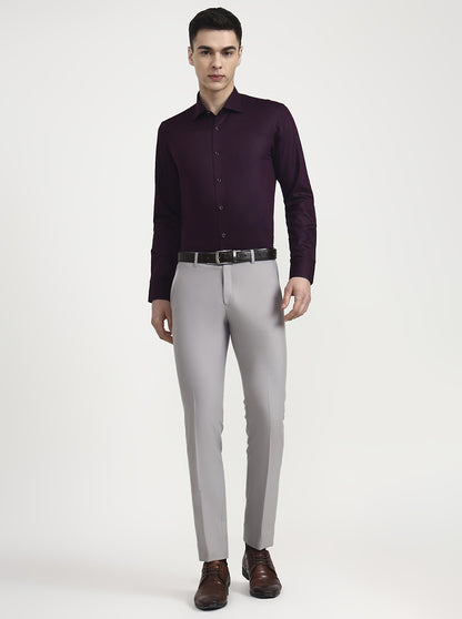 Wine Solid Slim Fit Party Wear Shirt | Wyre