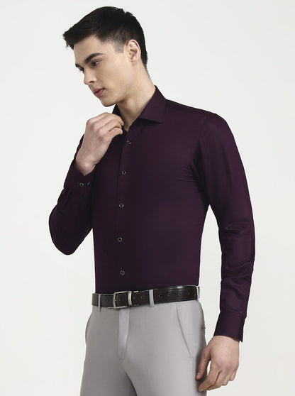 Wine Solid Slim Fit Party Wear Shirt | Wyre