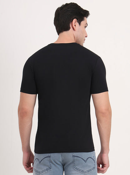 Black Printed Slim Fit T-Shirt | Greenfibre