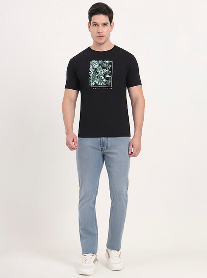 Black Printed Slim Fit T-Shirt | Greenfibre