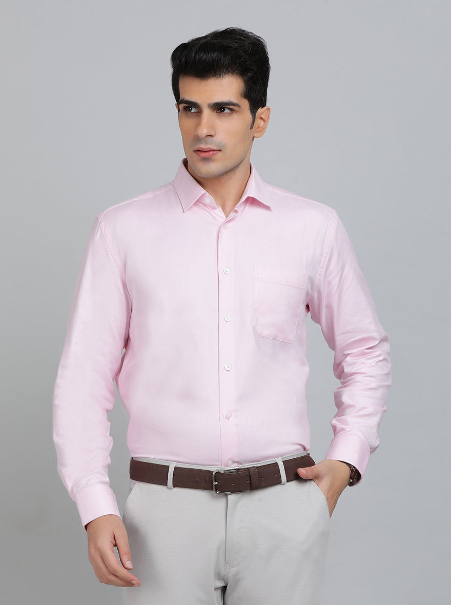 Pink Solid Regular Fit Formal Shirt | JadeBlue