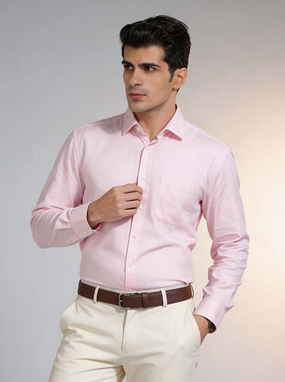 Pink Solid Regular Fit Formal Shirt | JadeBlue