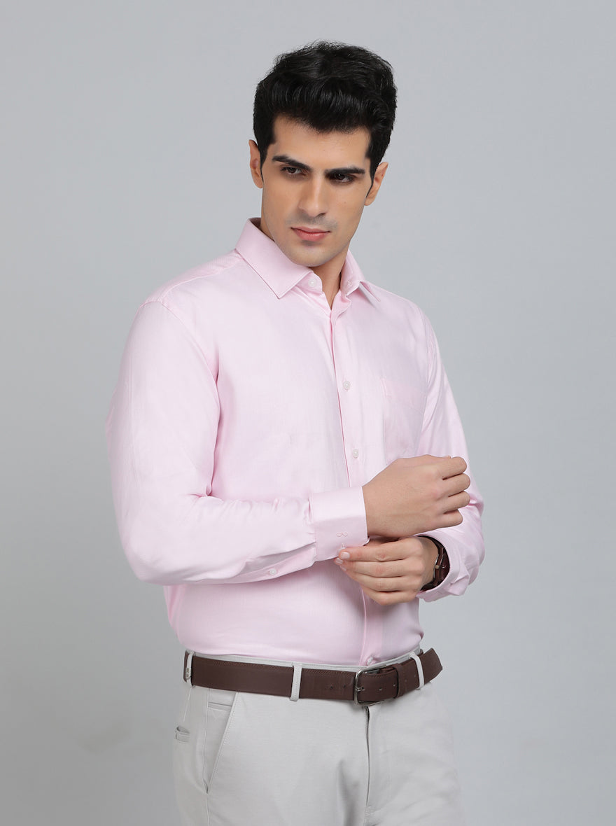 Pink Solid Regular Fit Formal Shirt | JadeBlue