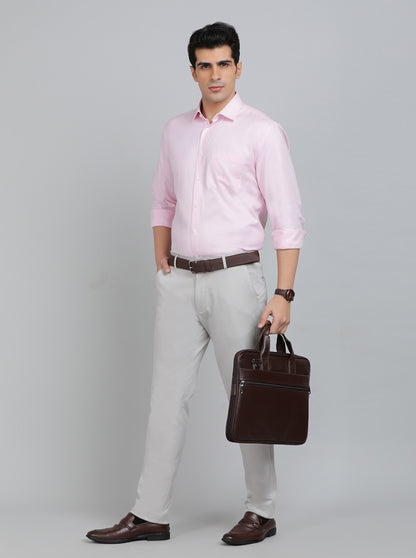 Pink Solid Regular Fit Formal Shirt | JadeBlue