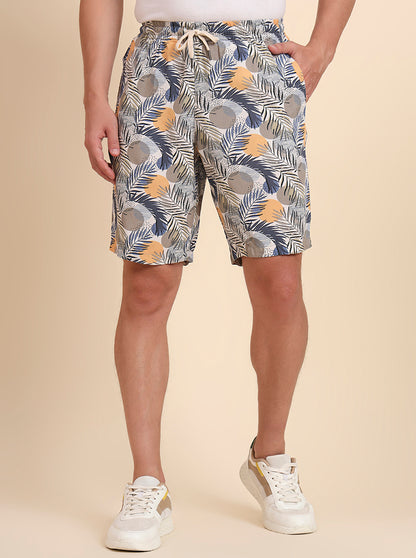 Cloud Cream Printed Regular Fit Shorts | JadeBlue