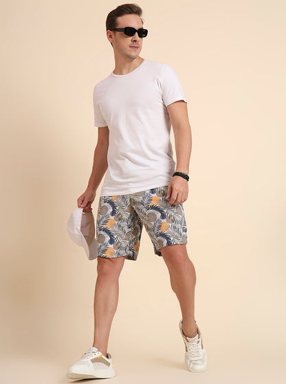 Cloud Cream Printed Regular Fit Shorts | JadeBlue
