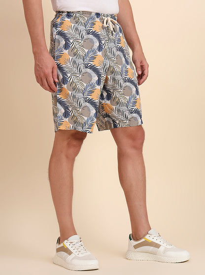 Cloud Cream Printed Regular Fit Shorts | JadeBlue