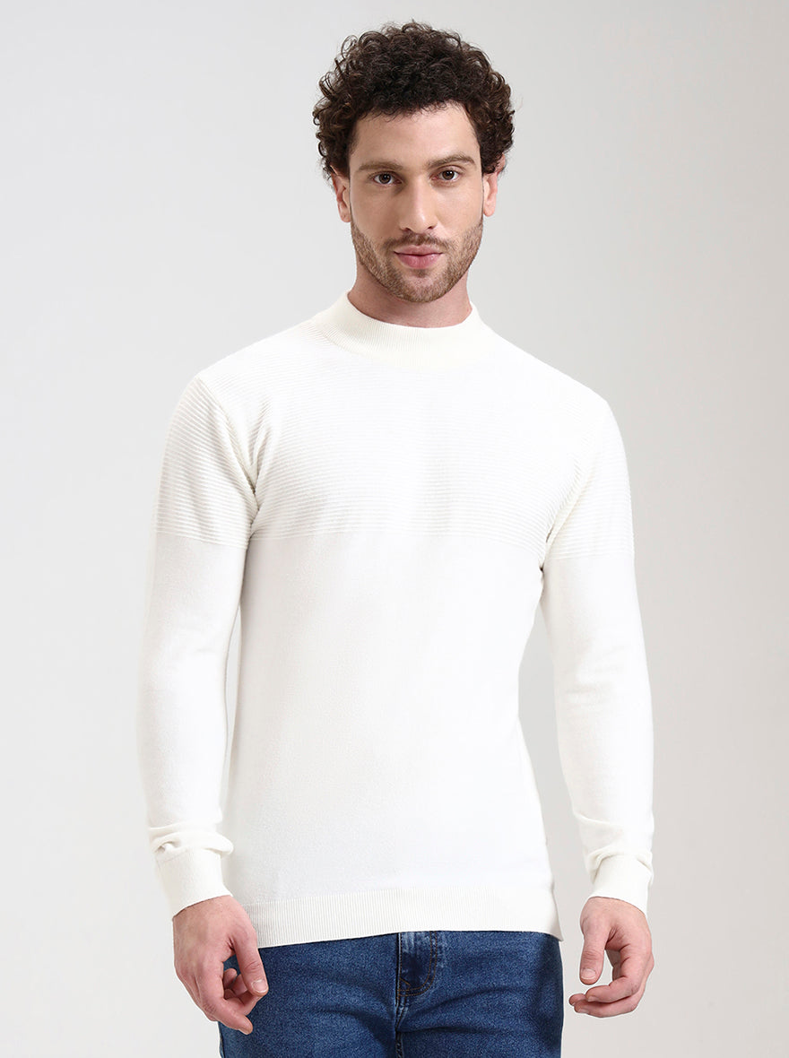 Cream Solid Slim Fit T-Shirt | JadeBlue
