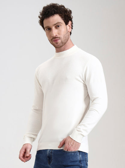 Cream Solid Slim Fit T-Shirt | JadeBlue