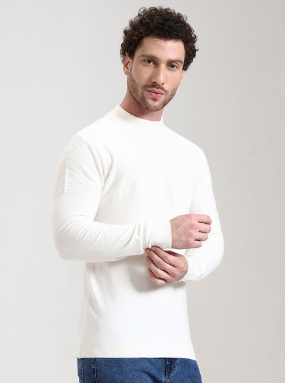 Cream Solid Slim Fit T-Shirt | JadeBlue