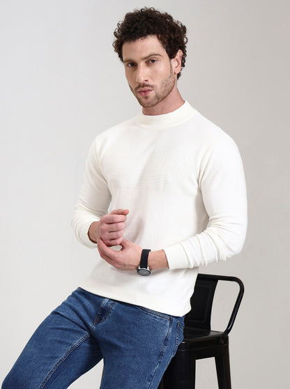 Cream Solid Slim Fit T-Shirt | JadeBlue