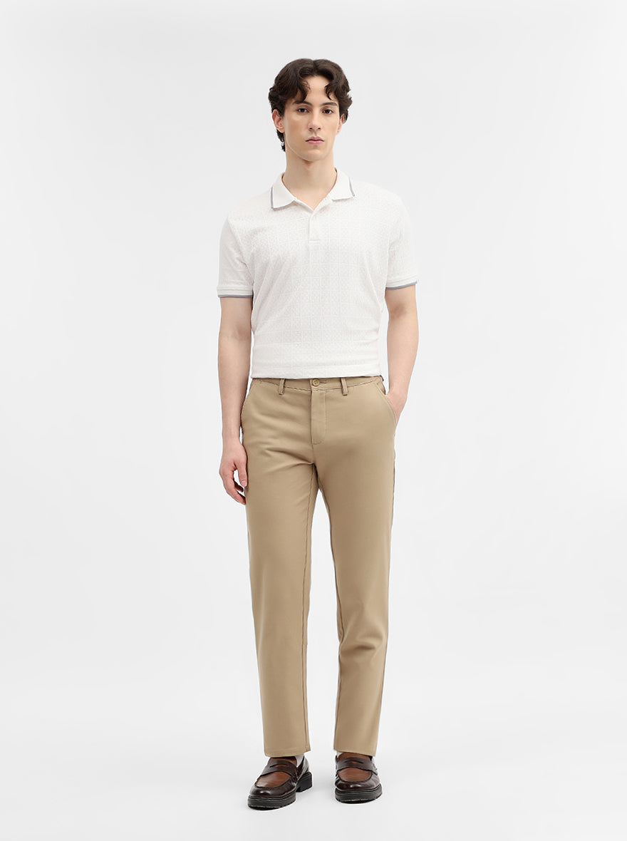 Camel Solid Uno Fit Casual Trouser | JadeBlue