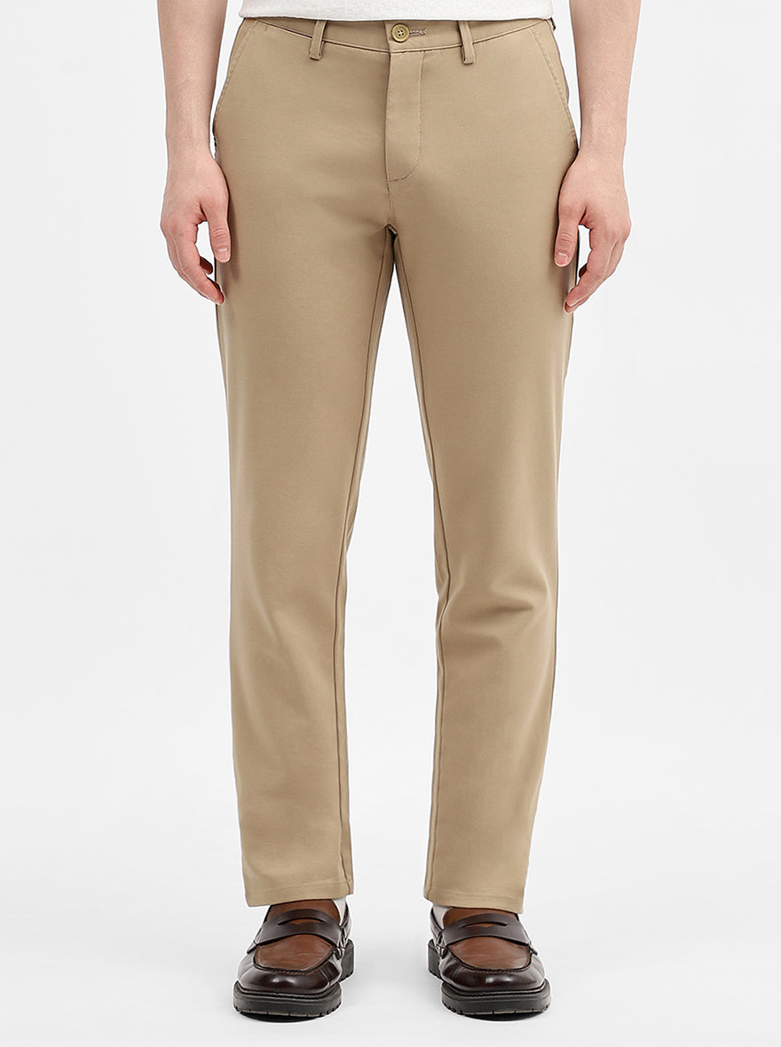 Camel Solid Uno Fit Casual Trouser | JadeBlue