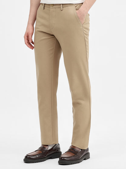 Camel Solid Uno Fit Casual Trouser | JadeBlue