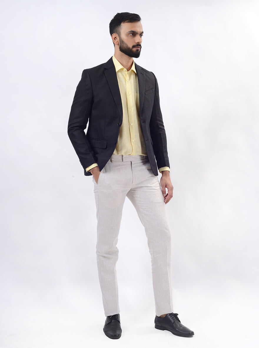 Black Solid Regular Fit Blazer | JB Studio