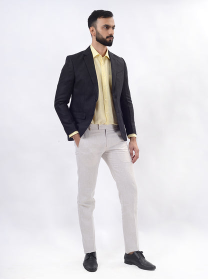 Black Solid Regular Fit Blazer | JB Studio