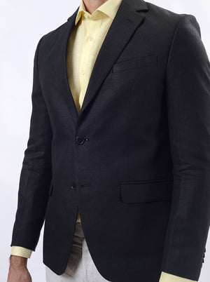 Black Solid Regular Fit Blazer | JB Studio