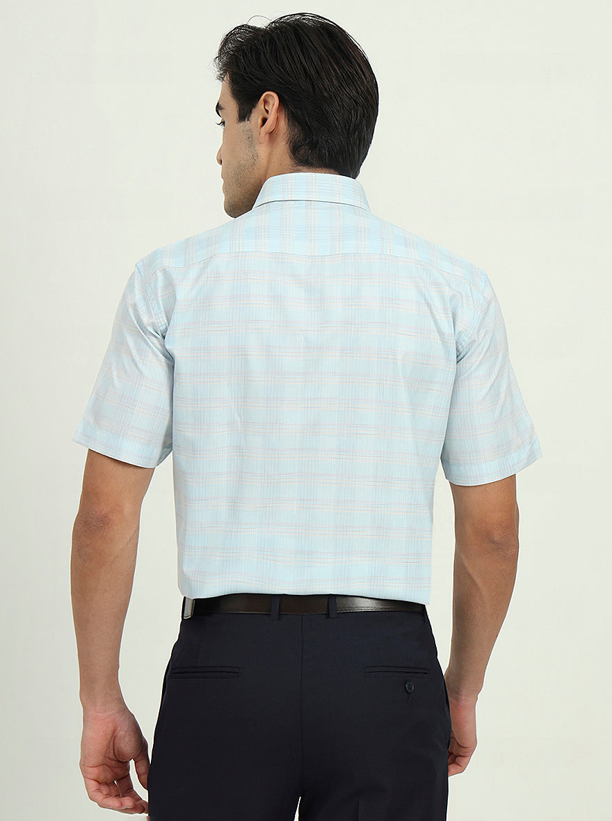 Sea Blue Solid Regular Fit Formal Shirt | Greenfibre