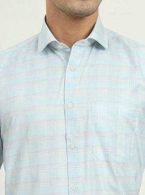 Sea Blue Solid Regular Fit Formal Shirt | Greenfibre
