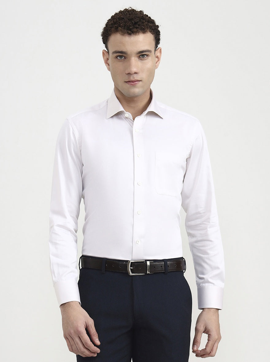 Cream Solid Slim Fit Formal Shirt | JadeBlue Super Luxe