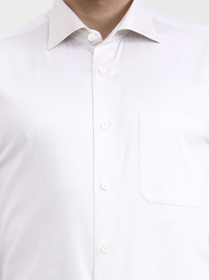Cream Solid Slim Fit Formal Shirt | JadeBlue Super Luxe