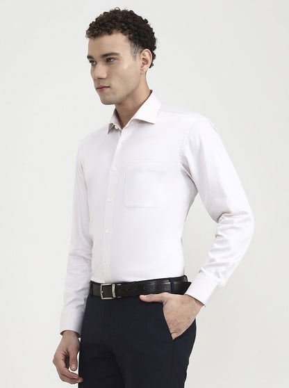 Cream Solid Slim Fit Formal Shirt | JadeBlue Super Luxe
