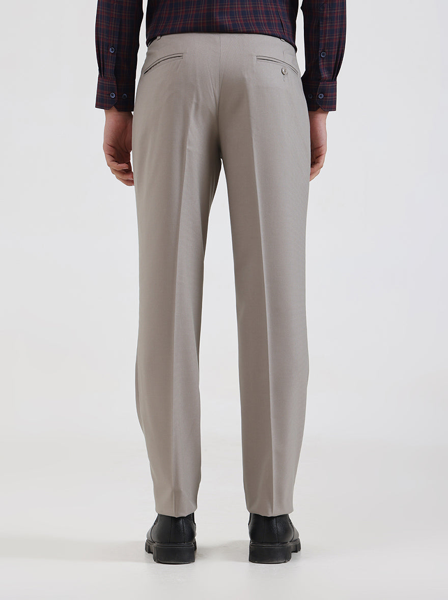 Grey Solid Regular Fit Formal Trouser | JadeBlue