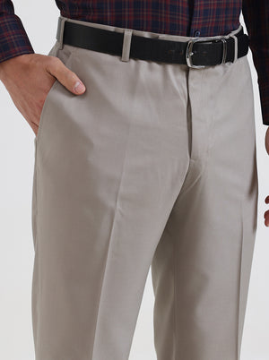 Grey Solid Regular Fit Formal Trouser | JadeBlue