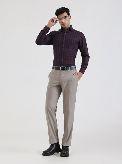 Grey Solid Regular Fit Formal Trouser | JadeBlue