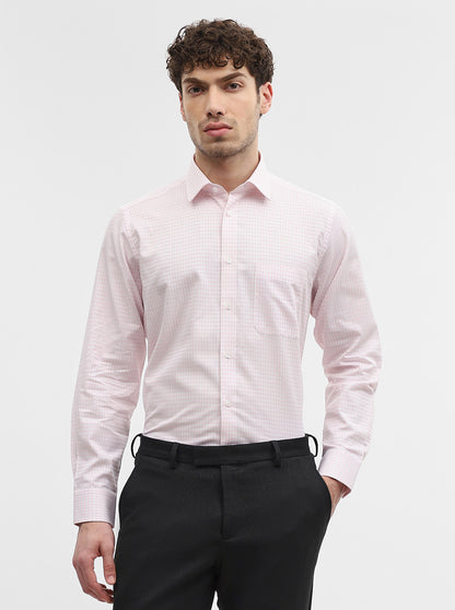 Pink Checked Regular Fit Formal Shirt | JadeBlue