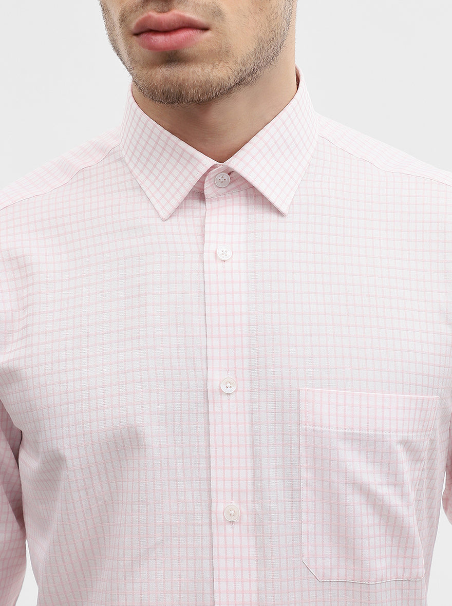 Pink Checked Regular Fit Formal Shirt | JadeBlue
