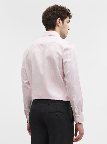 Pink Checked Regular Fit Formal Shirt | JadeBlue