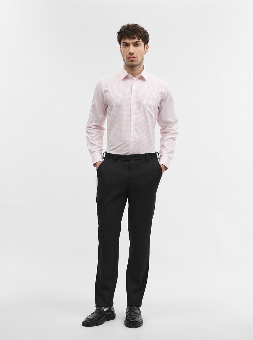 Pink Checked Regular Fit Formal Shirt | JadeBlue