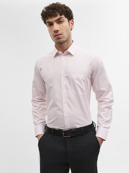Pink Checked Regular Fit Formal Shirt | JadeBlue