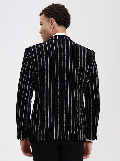Black & White Striped Regular Fit Blazer | Wyre