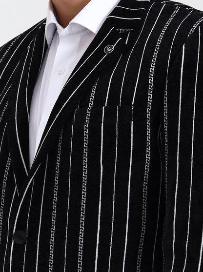 Black & White Striped Regular Fit Blazer | Wyre