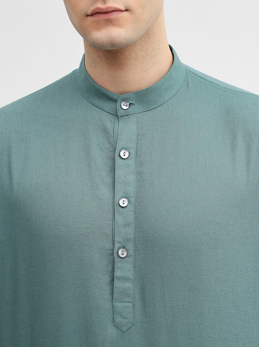 Green Solid Modi Kurta | JadeBlue