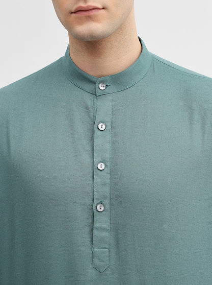 Green Solid Modi Kurta | JadeBlue