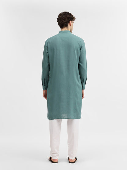 Green Solid Modi Kurta | JadeBlue