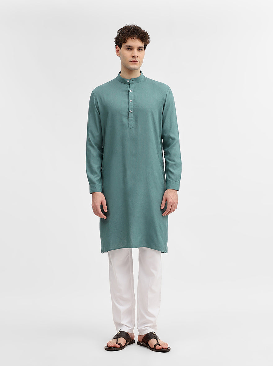 Green Solid Modi Kurta | JadeBlue