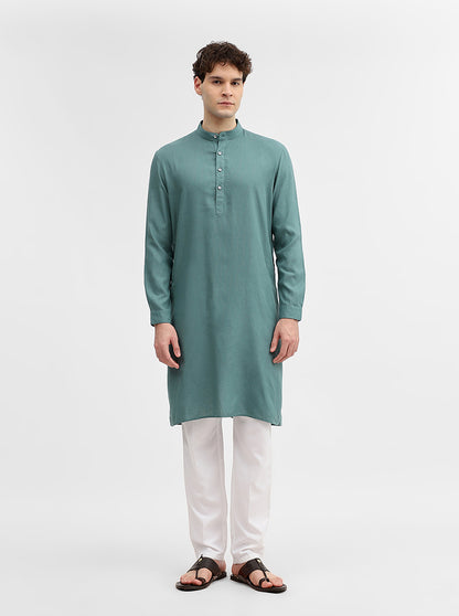 Green Solid Modi Kurta | JadeBlue