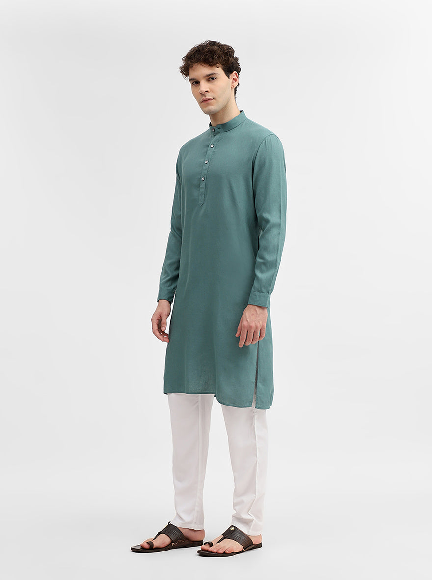 Green Solid Modi Kurta | JadeBlue