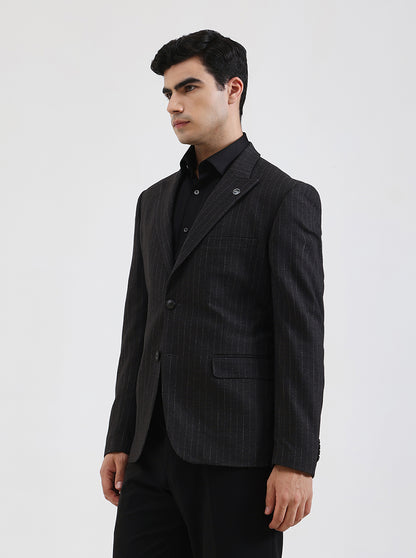 Grey Striped Regular Fit Blazer | Wyre