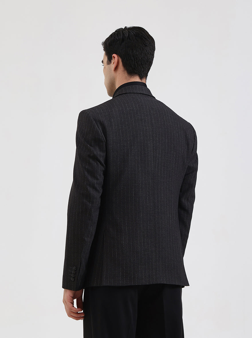 Grey Striped Regular Fit Blazer | Wyre