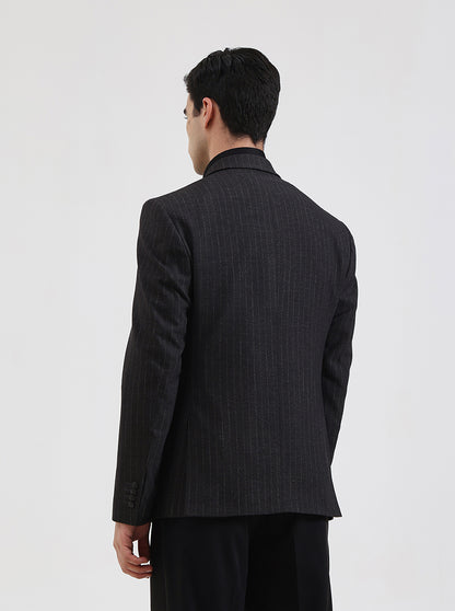 Grey Striped Regular Fit Blazer | Wyre