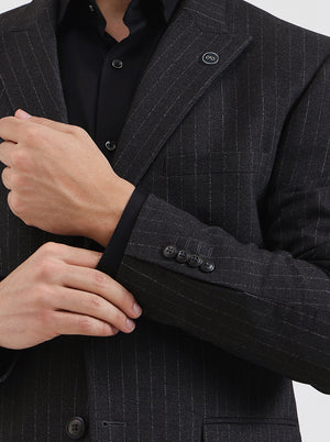 Grey Striped Regular Fit Blazer | Wyre