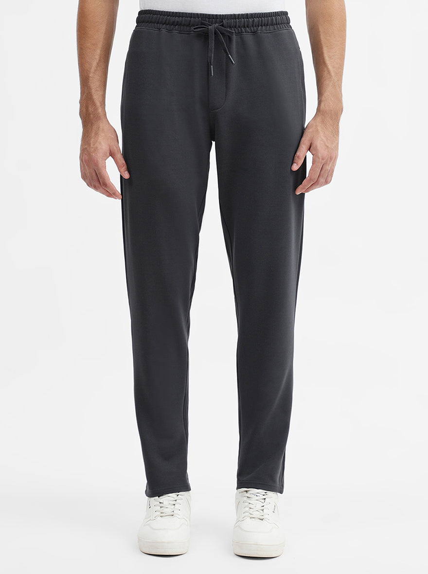 Charcoal Grey Striped Slim Fit Track Pant | JadeBlue