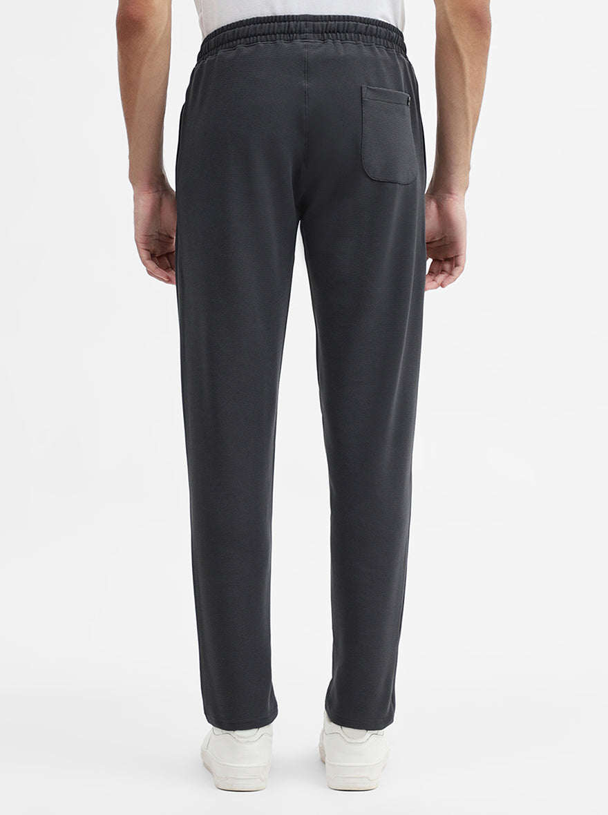 Charcoal Grey Striped Slim Fit Track Pant | JadeBlue