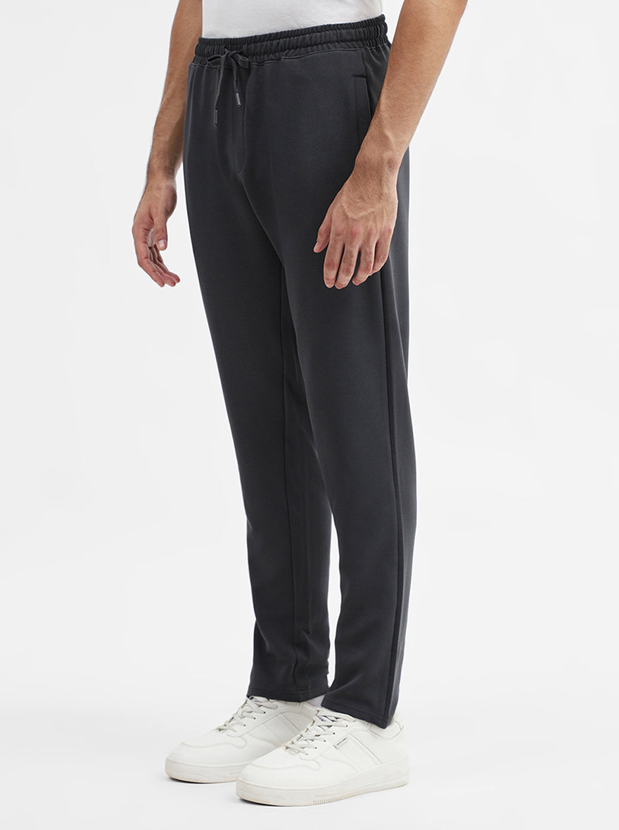 Charcoal Grey Striped Slim Fit Track Pant | JadeBlue