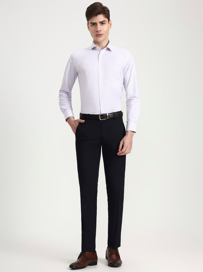 White & Purple Checked Slim Fit Formal Shirt | Metal